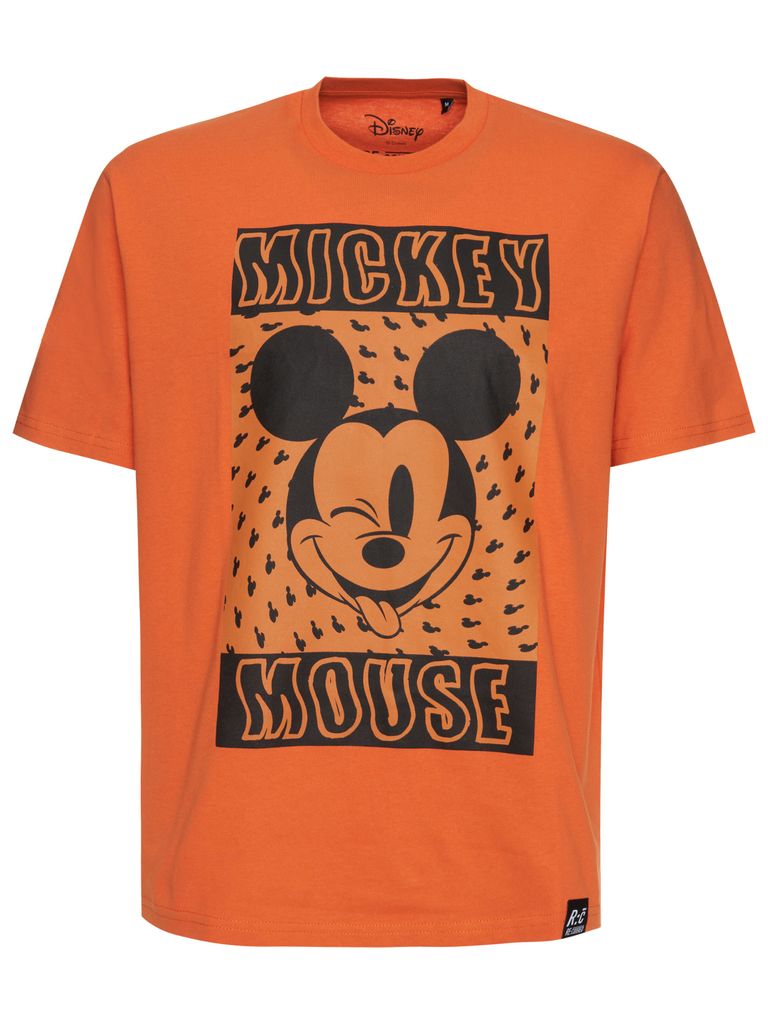 Recovered T-Shirt Disney Trippy Mickey Mouse Relaxed mit coolem Mickey Mouse-Print Orange S