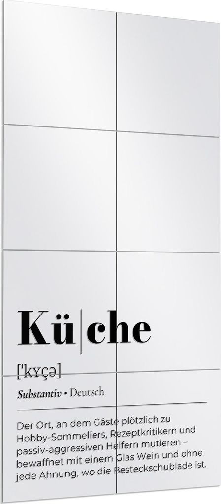 DEQORI Wandspiegel Puzzle 60x120 cm 'Küche - Definition' Spiegel Ganzkörperspiegel