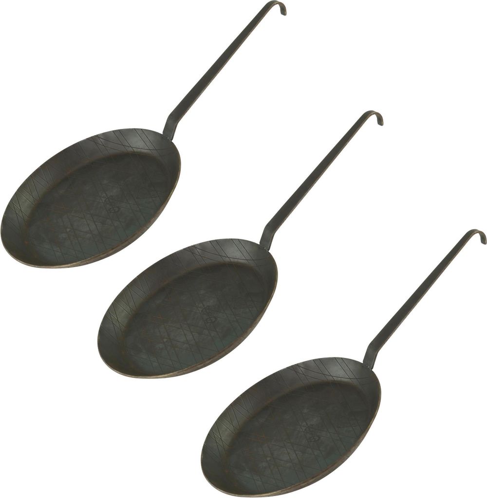 Schmiedeeiserne Brat- und Servierpfanne 3 Stück Ø 28 cm mit Hakenstiel