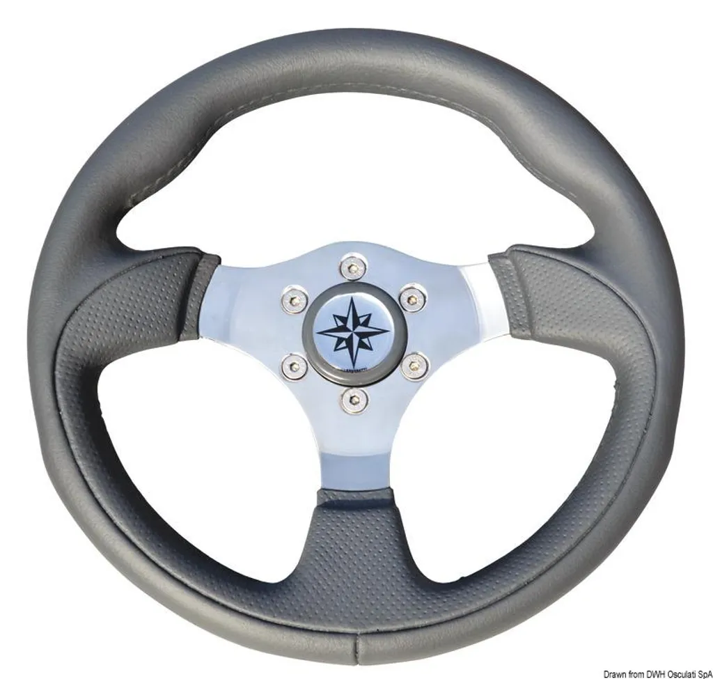 Roue de gouvernail Tender gris VA-acier poli Ø 300 mm pour bateau