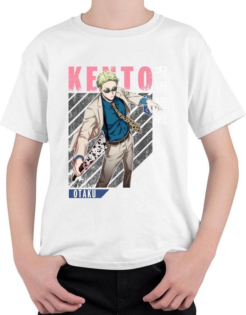 Jujutsu Kaisen Keito 呪術廻戦 Anime Ästhetik Otaku Geschenk Anzug Brille Uni Kinder T-Shirt, Weiß, 128