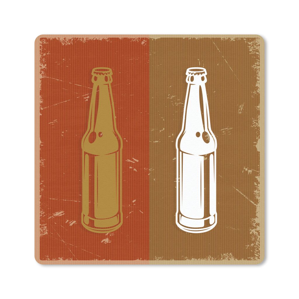 MuchoWow Mauspad Mousepad Flasche - Vintage - Einfach 20x20 cm - Mousepads - Maus Mat - Pad - Mausunterlage - Desk Mat - Bureauartikeln