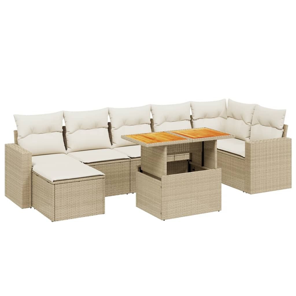 "2026 MODERNE" 8-tlg. Garten-Lounge-Set - elegantes Design - Sitzgruppe/Gartengarnitur - mit Kissen Beige Poly Rattan - Terassenmöbel NeuMöbel155170