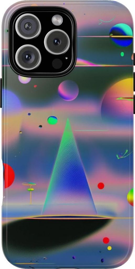 Bunte geometrische Kugeln und Pyramide – Hülle Kompatibel mit iPhone 16 Pro Max