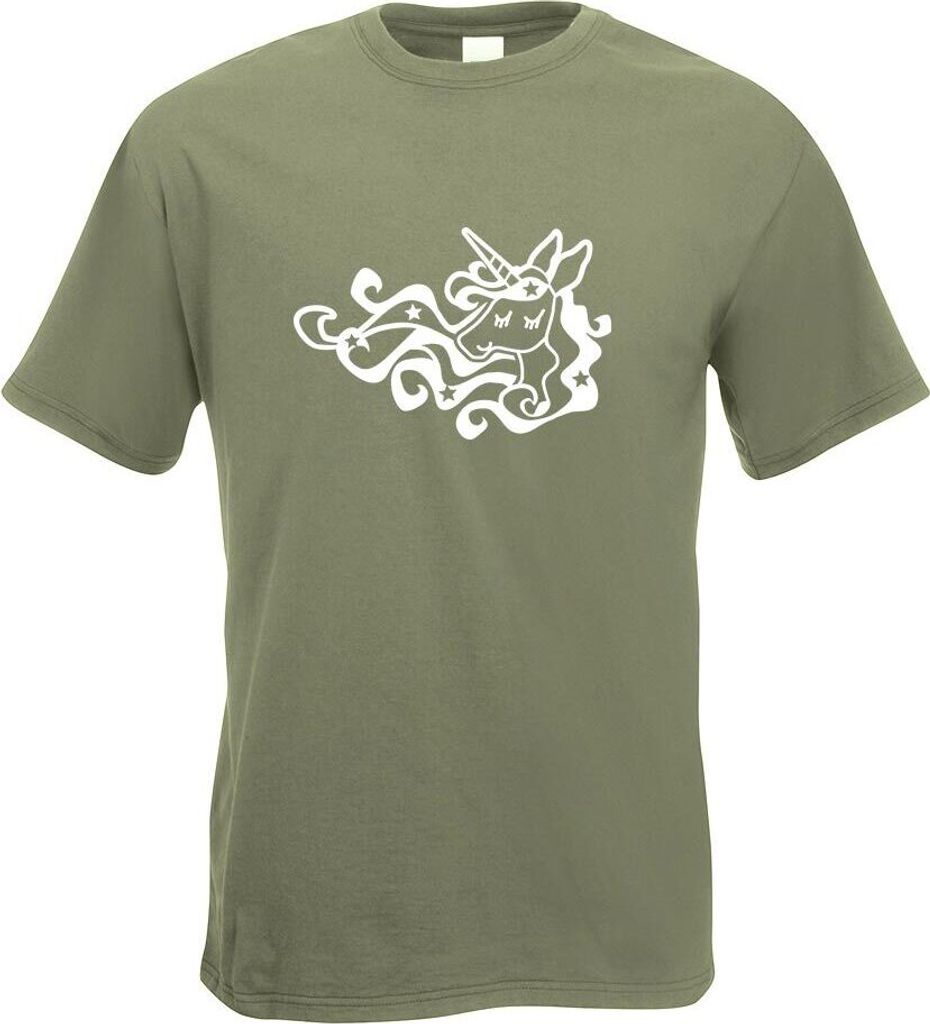 Kiwistar - T-Shirt - Olive - Einhorn Unicorn Regenbogen Herren Funshirt Bedruckt Design Sprüche Spruch Motive - mit Motiv Bedruckt - Funshirt Desi...
