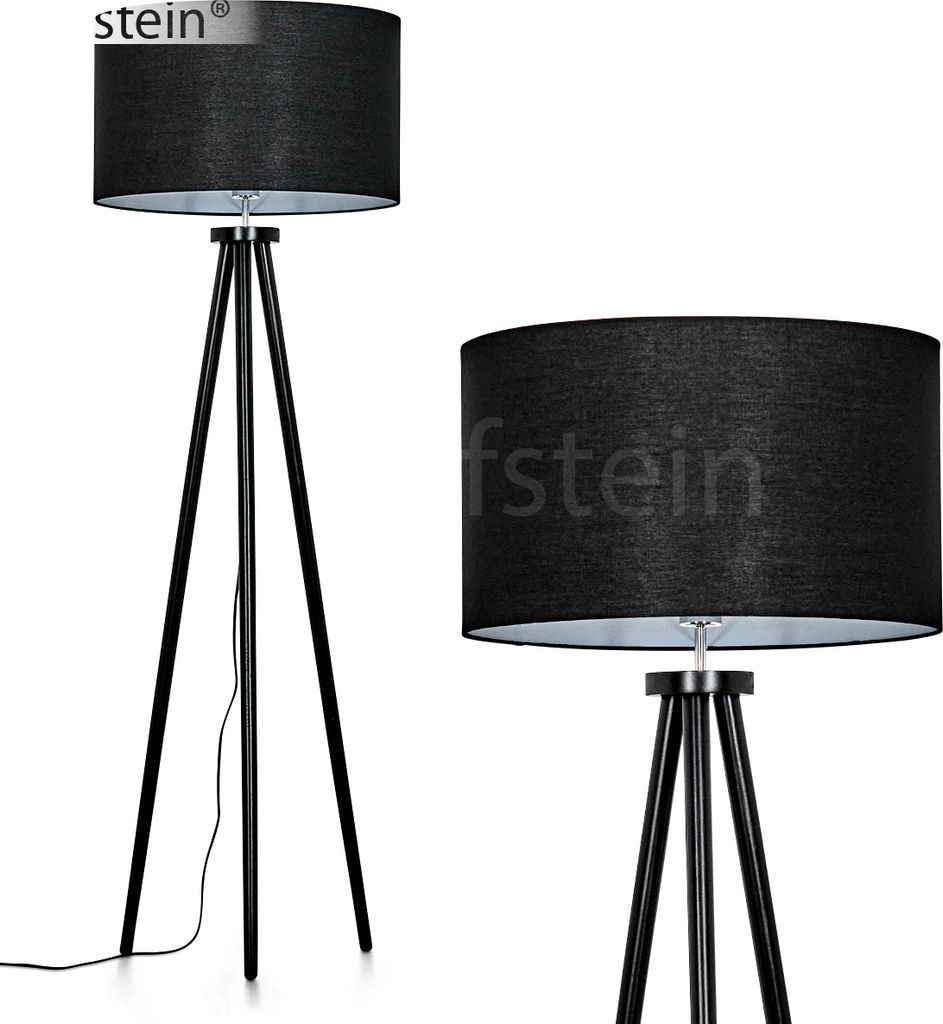 Bitonto Stehlampe aus Holz/Stoff in Naturfarben/Schwarz/Weiß