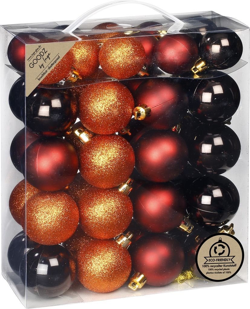Weihnachtskugeln Kunststoff 4-5cm 44er Set - Flame Mix