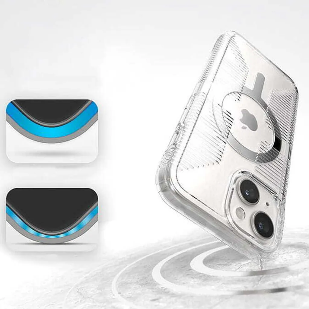 Protection iPhone 15 Speck Gemshell Grip avec MagSafe et Finition Chrome - 15