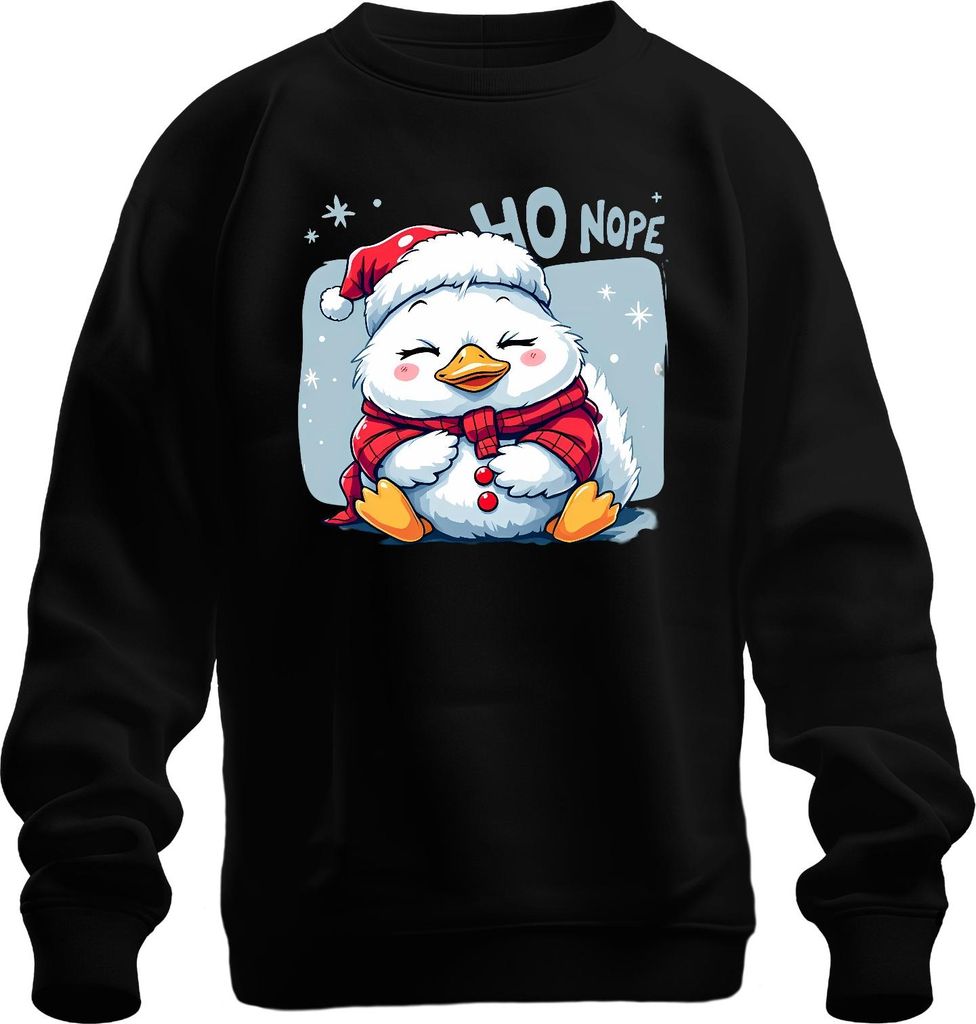 HO NOPE niedlicher Weihnachts Pinguin Cartoon Kawaii süß lustig Uni Sweatshirt Pullover, Schwarz, XL