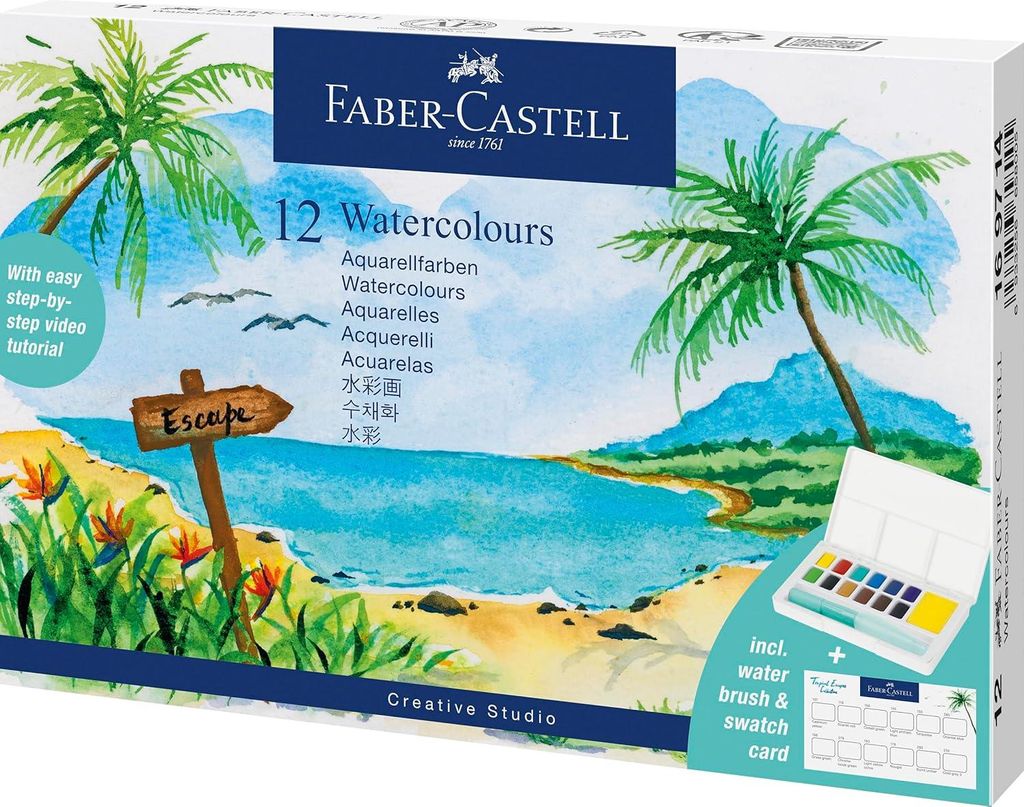 Faber-Castell Aquarellfarben im Näpfchen mit Pinsel 12 Stück