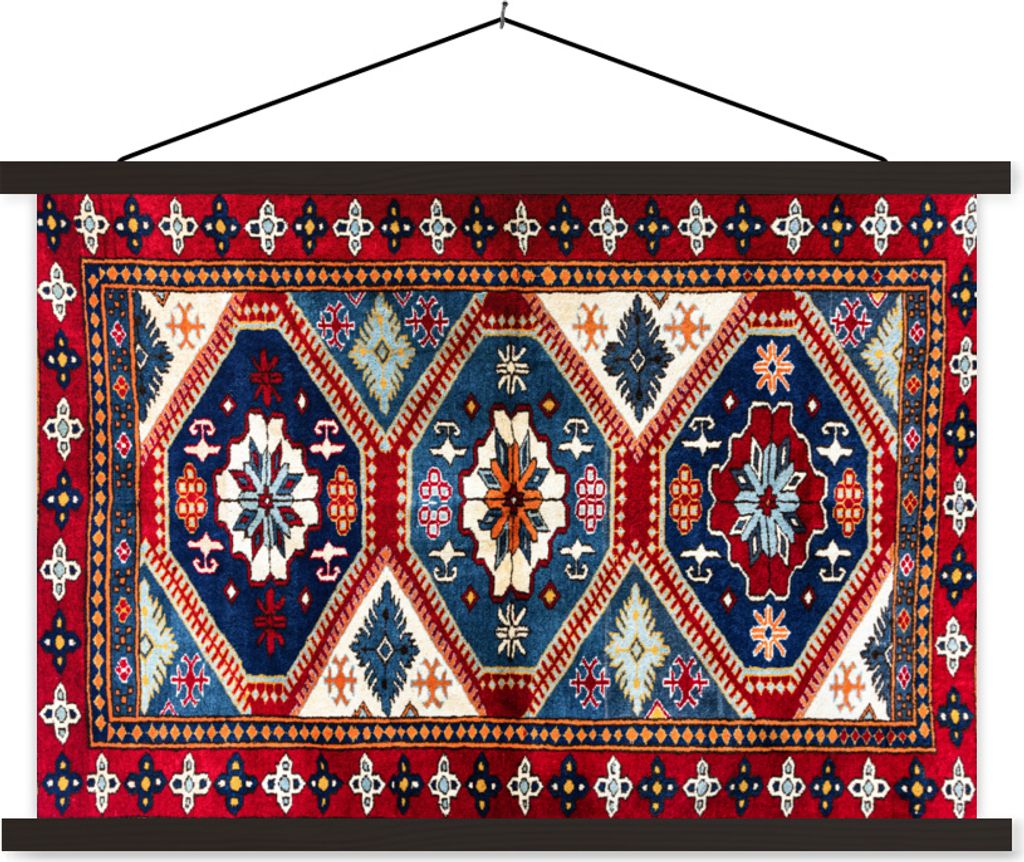 MuchoWow Textilposter Teppich - Muster - Vorleger 120x80 cm mit schwarzem Rahmen - Wanddeko