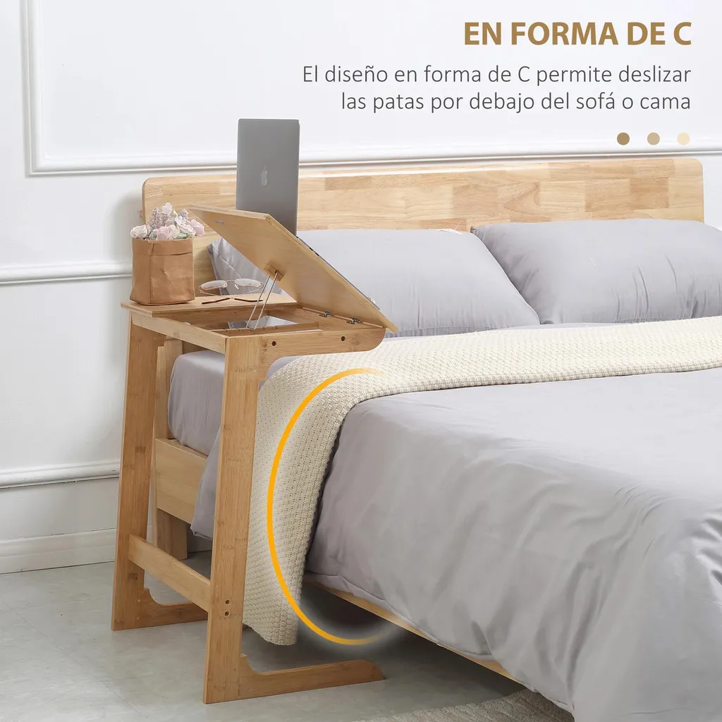 Table d'Appoint Rabattable en Bambou Durable - Gain de Place Garanti - 4