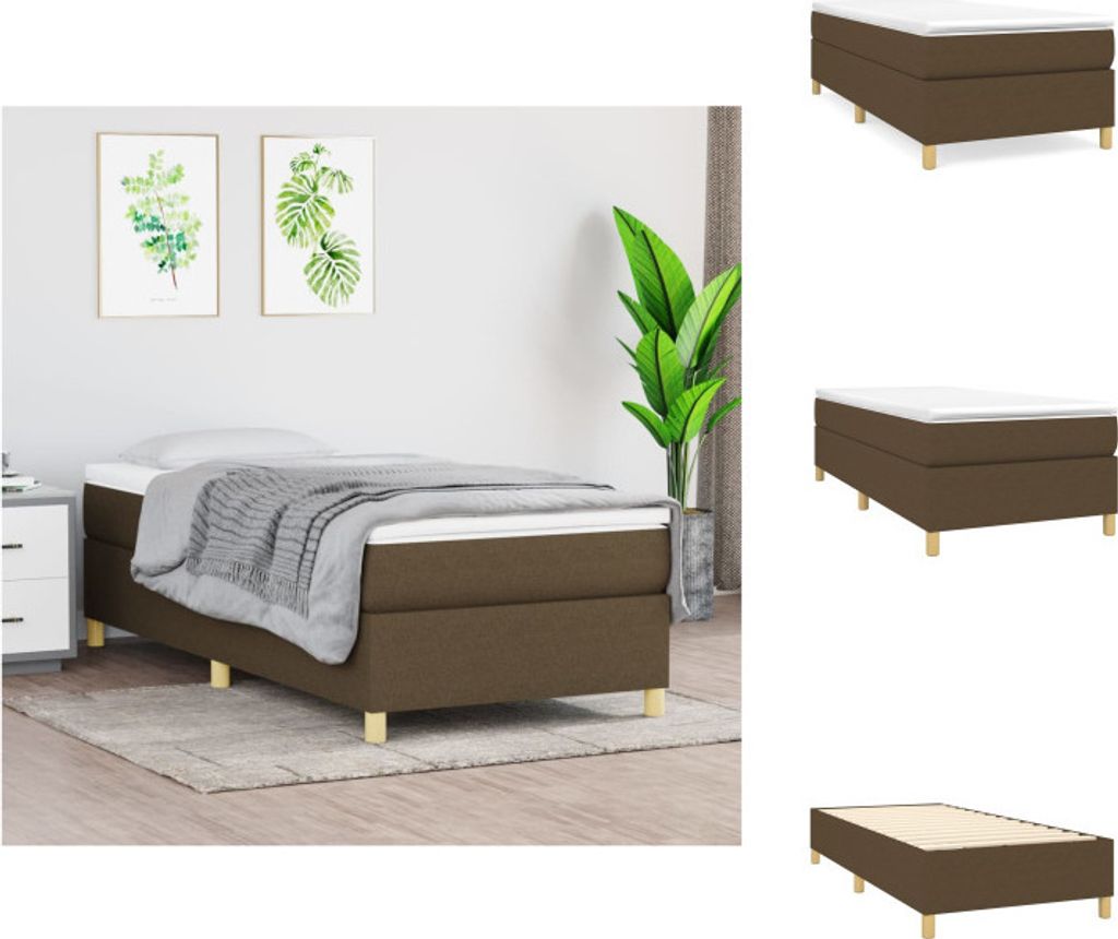 vidaXL Boxspringbett Dunkelbraun 100x200 cm Stoff - Betten & Bettgestelle