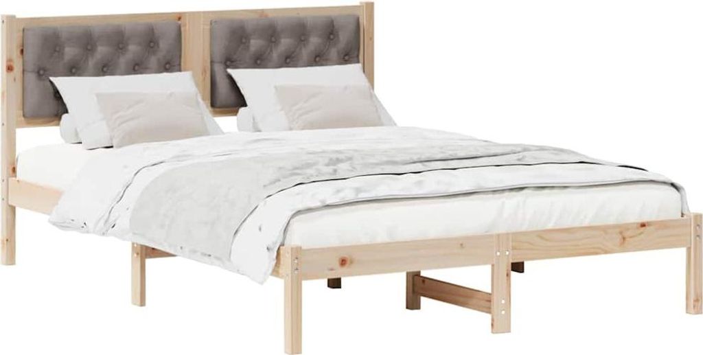 Bettrahmen mit Kopfteil Taupe 150 x 200 cm Massives Kiefernholz