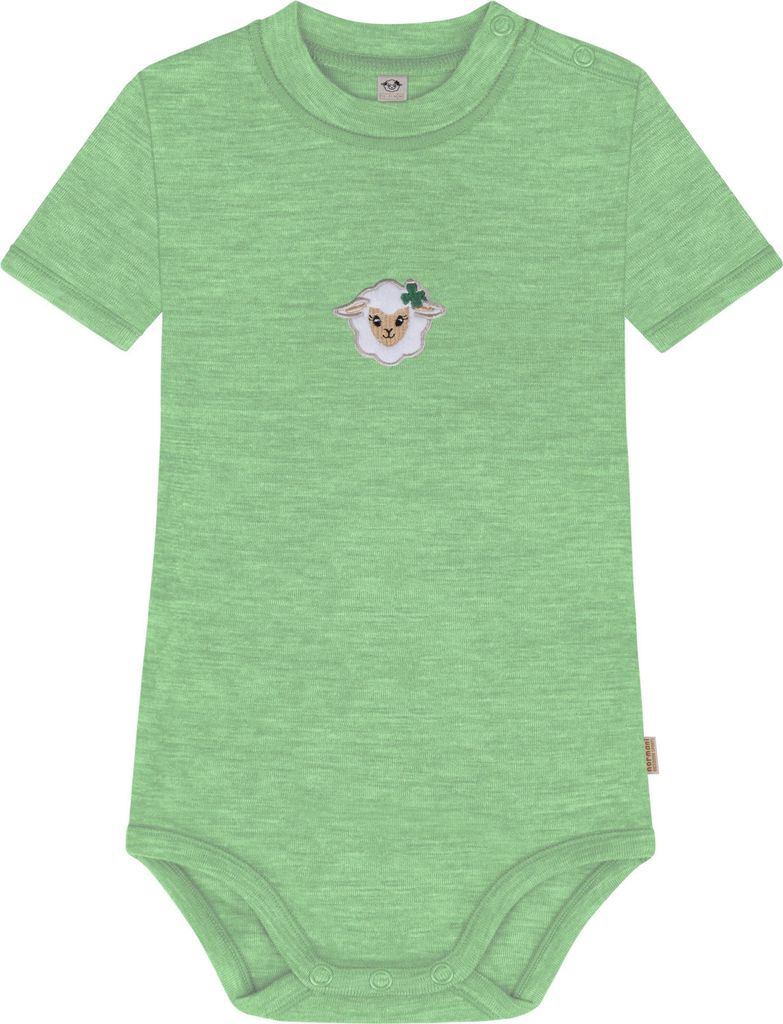 normani Baby Kurzarm Body aus 100 % -Wolle mit Druckknopf