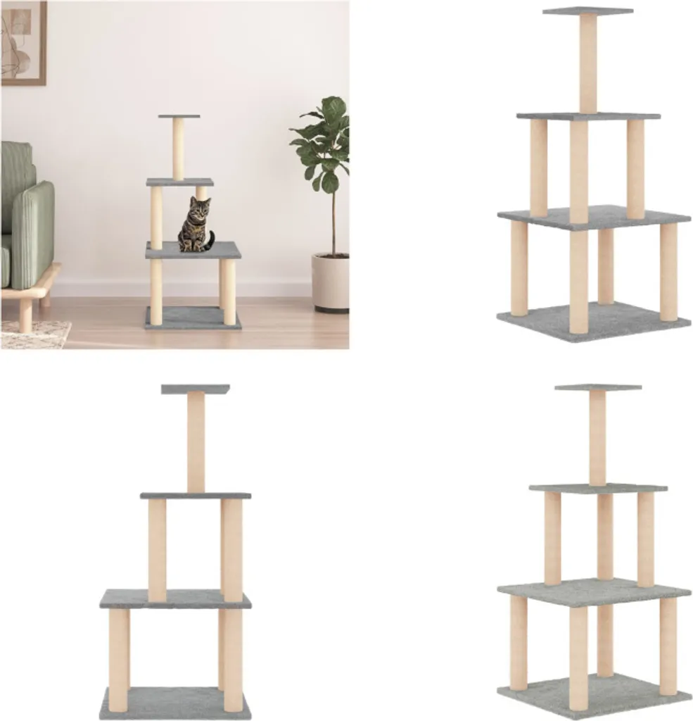 Tiragraffi Gatto vidaXL 111 cm | Torre Giochi e Relax Sisal Grigio