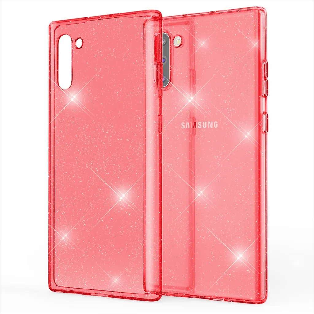 NALIA Cover Samsung Note 10 Rossa | Design Minimal Glitter Bling