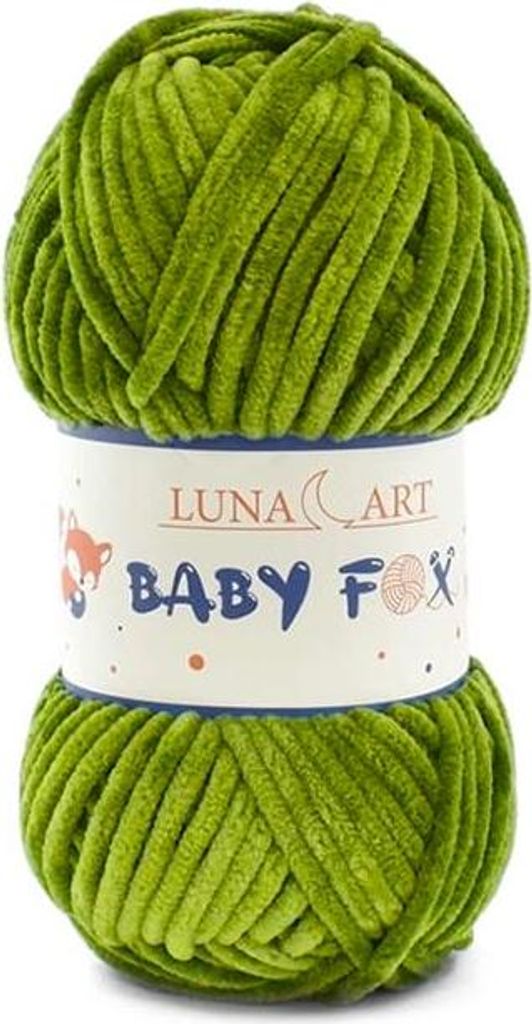 A ball of green yarn with a label around its middle.
