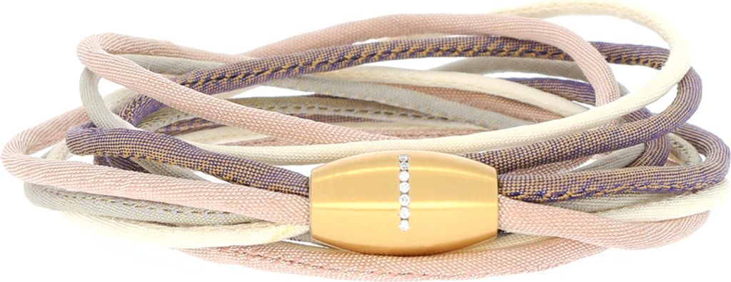 516049G2 Seidenarmband braun/crème/grün mit 7 Brillanten Magnetverschluss XEN