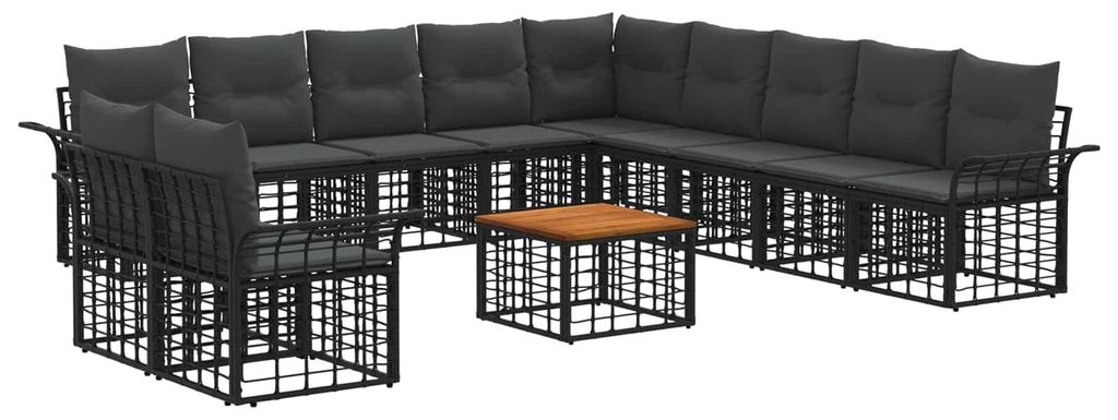 Möbel Outdoor-Sofagarnitur 12 pcs Schwarz und Dunkelgrau PolyesterGartenmöbelgarnituren - Gartenmöbelgarnituren c5818