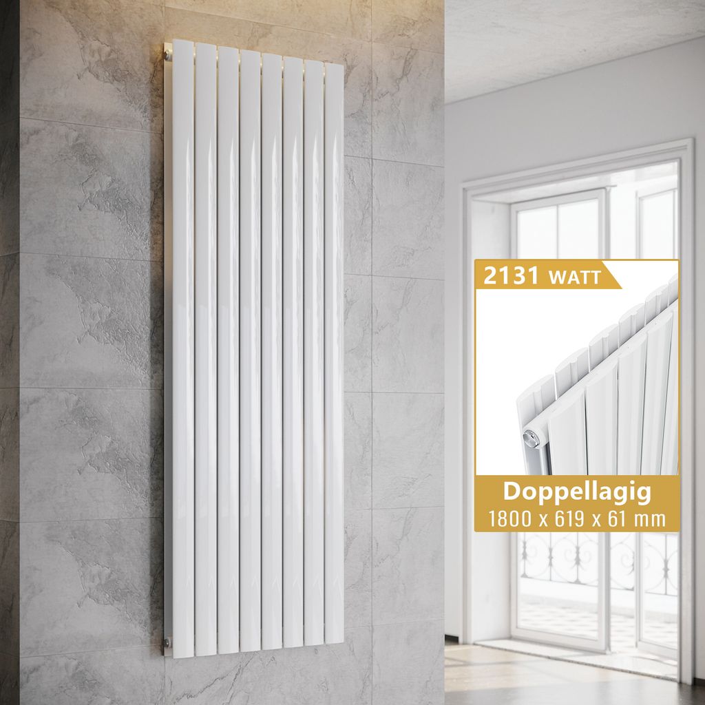 SONNI - Radiateur panneau vertical, à deux couches, blanc, Image du produit 
