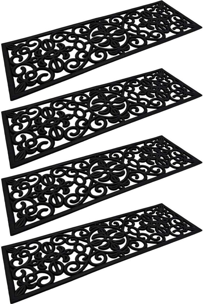4x Gummi Stufenmatten Gussoptik 75x25cm Treppenschoner Produktbild 