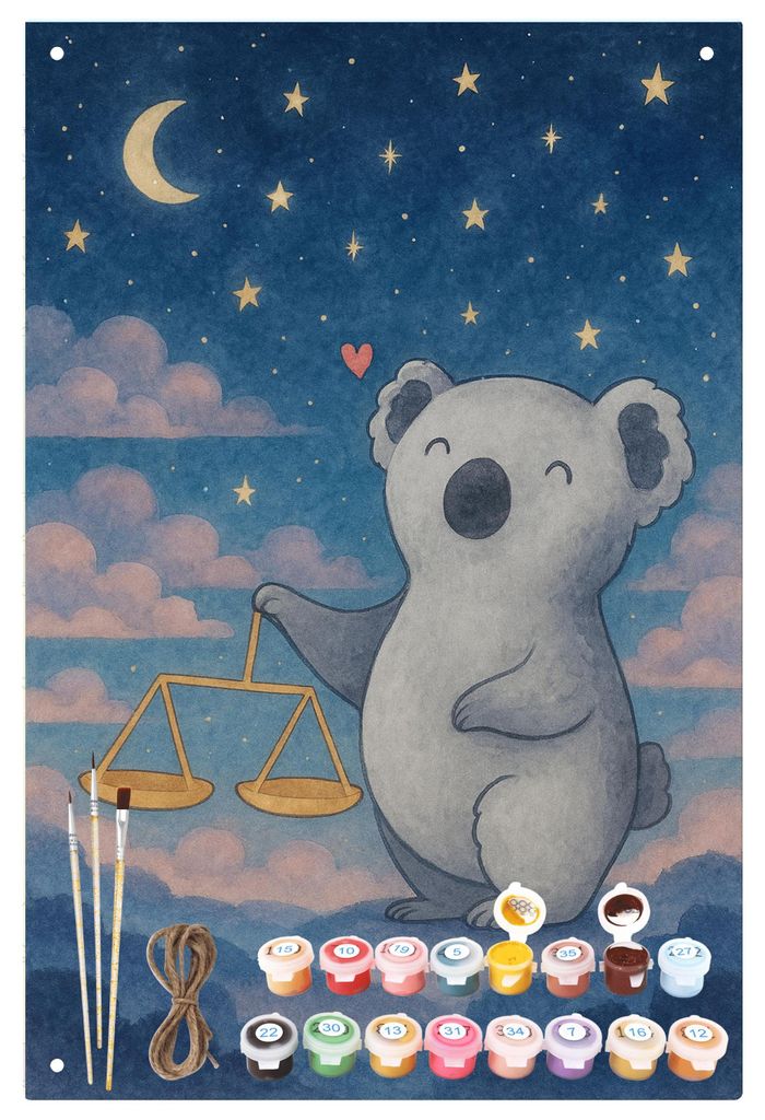 Mr. & Mrs. Panda Malen nach Zahlen Metallschild Waage Astrologie Design - Weiß - Geschenk, set, zahlenmalerei, Geburtstagsgeschenk, Sternzeichen, ...