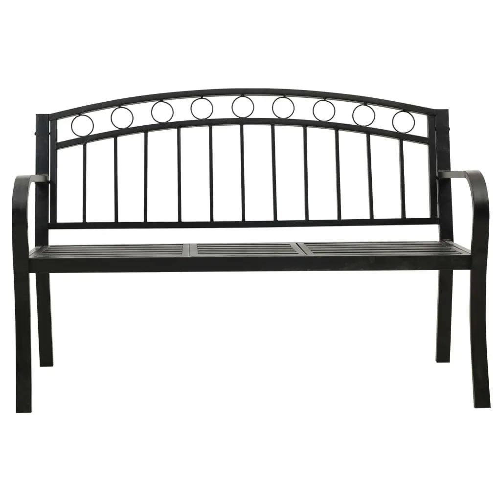 Banc d'extérieur 120 cm noir acier avec table centrale - Style Moderne