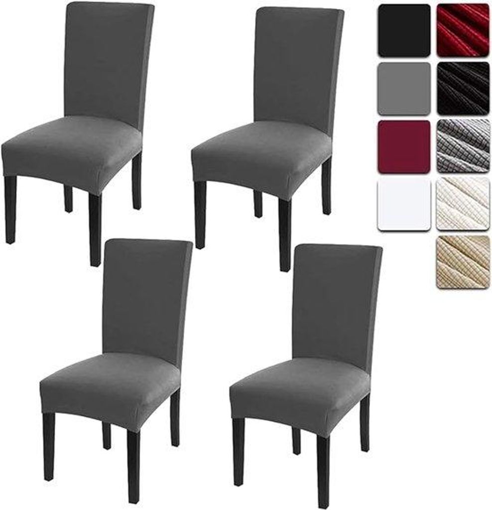 Elastische, afneembare und wasbare Eßtischhüllen, 4er Set, grau, für Bankette, bequem und weich