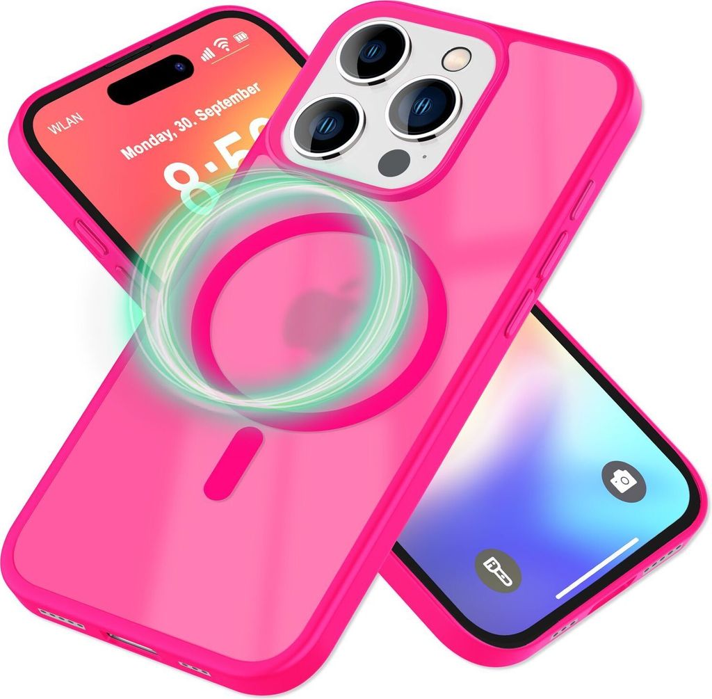 NALIA Magnet-Case für iPhone 16 Pro – Matt-Transparent & MagSafe – MATTEX (Rutschfest, Stoßfest, Anti-Fingerprint) – Marke aus Berlin – Pink