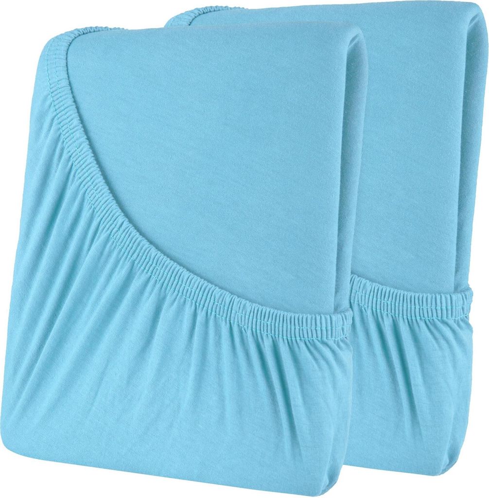 Doppelpack High-Line 140x200 hellblau Baumwolle 180g/m² Rundumgummi