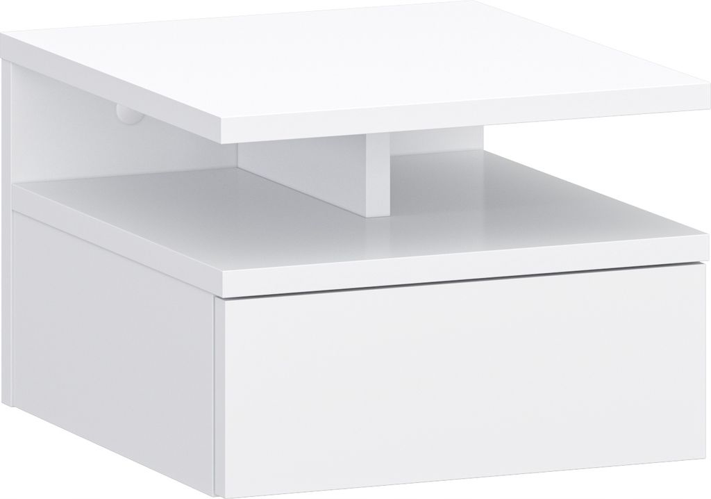 Nachttisch Tom1W, Wand Nachttisch mit Schublade 32x35x23 cm (weiß)