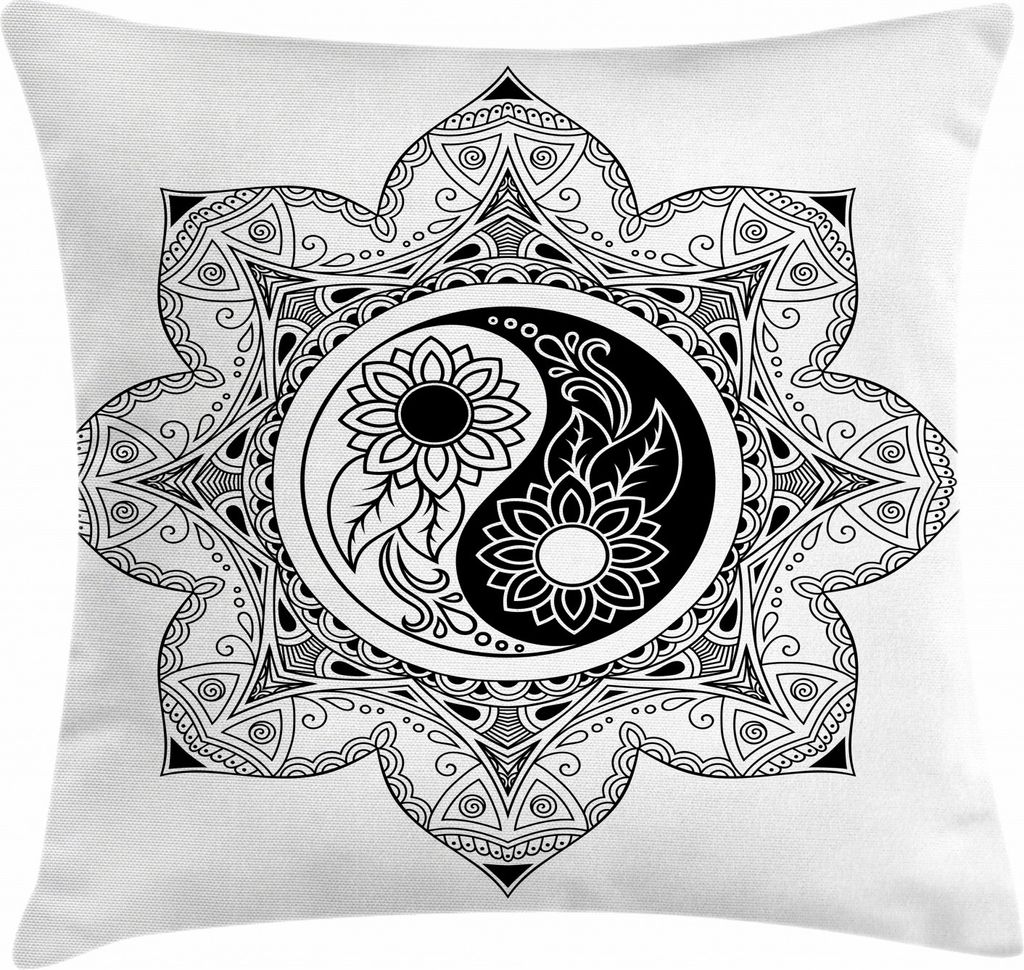 ABAKUHAUS Ying Yang Kissenbezug, Boho Zen Mandala Zeichen, Waschbar mit Reißverschluss Kissenhülle mit Farbfesten Klaren Farben Beidseitiger Druc...