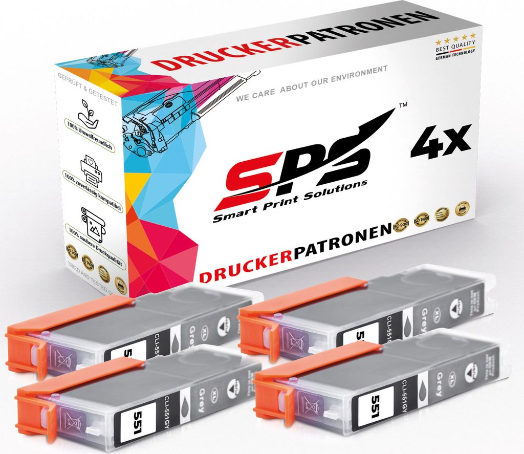 4x Kompatibel Canon 6512B001 CLI551GY Druckerpatronen Grau für Canon Pixma MG6350