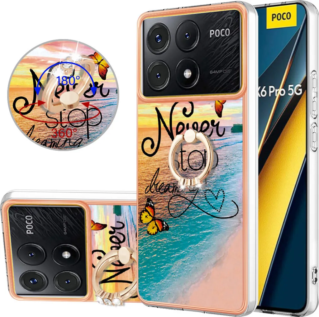 Vesti il tuo Xiaomi Poco X6 Pro: Cover Silicone Oro con Anello Luxury
