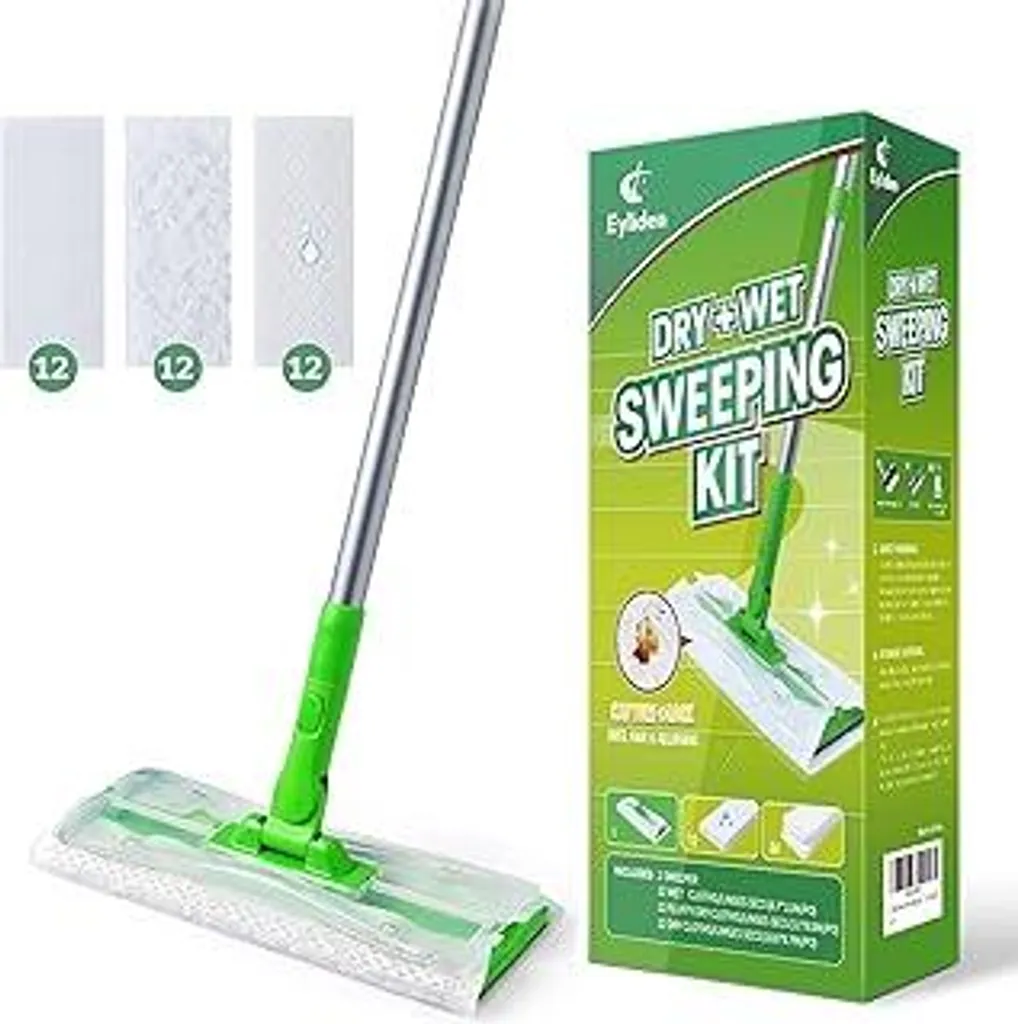 Mop Eyliden 3 in 1: Sistema Pulizia Pavimenti con 36 Panni Usa e Getta