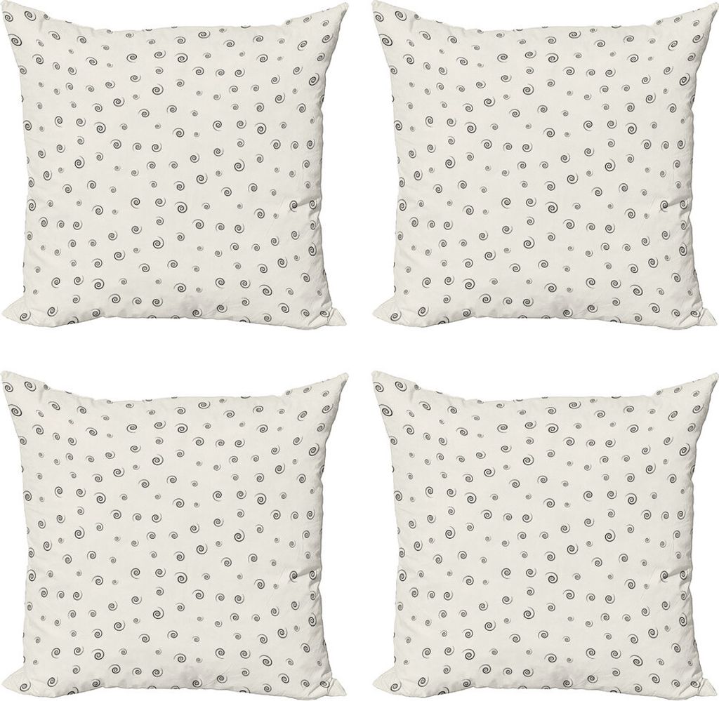ABAKUHAUS Geometrisch Kissenbezug Set (4 Stück), Einfache Spiral Kreise, Moderner Doppelseitiger Digitaldruck, 45 cm x 45 cm, Creme-Schwarz