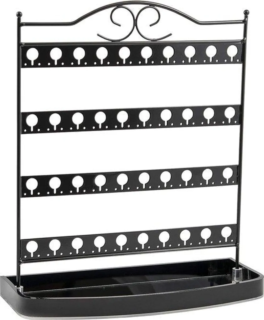 Présentoir bijoux design noir avec base miroir pour colliers et bagues