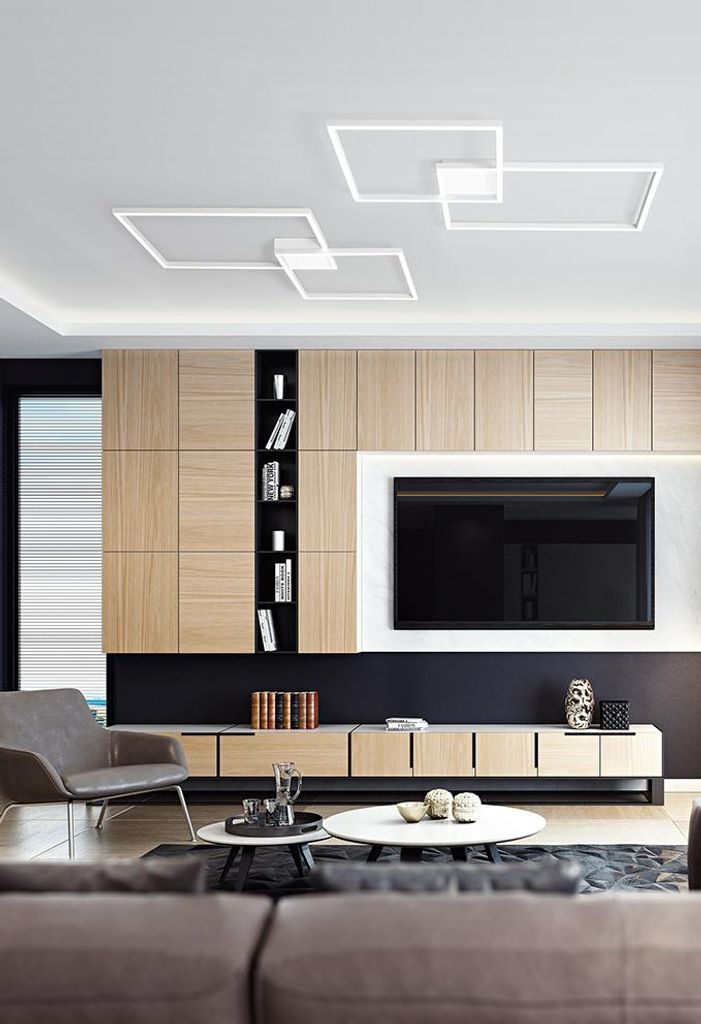 64-W-LED-Deckenleuchte, quadratisch, dimmbar, mattweiß - modernes Design aus Aluminium und Metall für die Innenbeleuchtung - Perenz