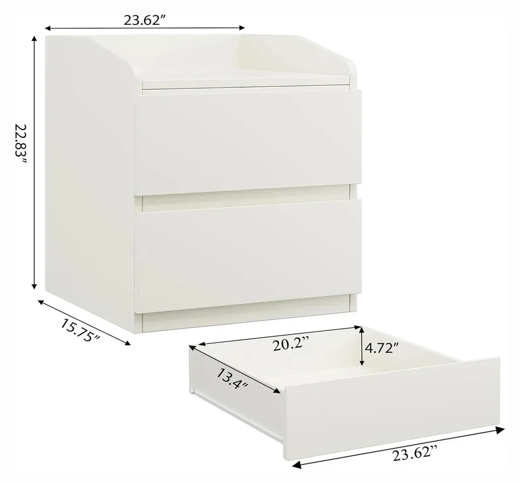 Table d'appoint 2 tiroirs sans poignées style marocain blanc à monter
