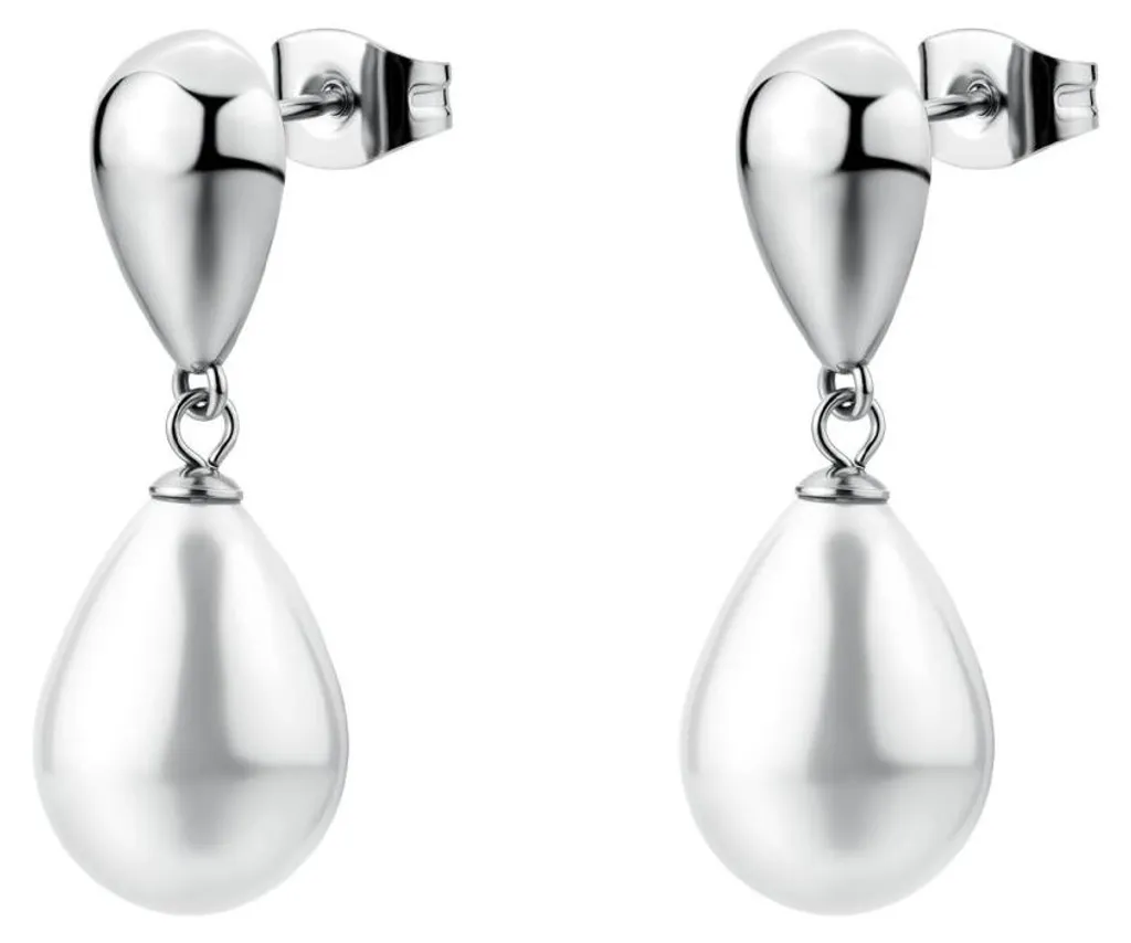 Boucles d'oreilles Perfect BPC74 acier hypoallergénique et perle nacrée