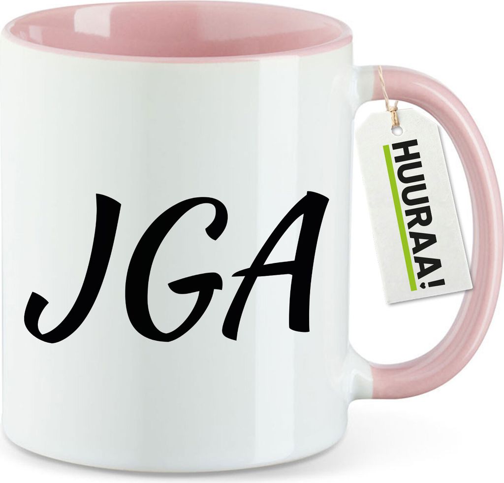 Huuraa Kaffeetasse JGA Junggesellenabschied 330ml Rosa Keramik Kaffeebecher Geschenkidee