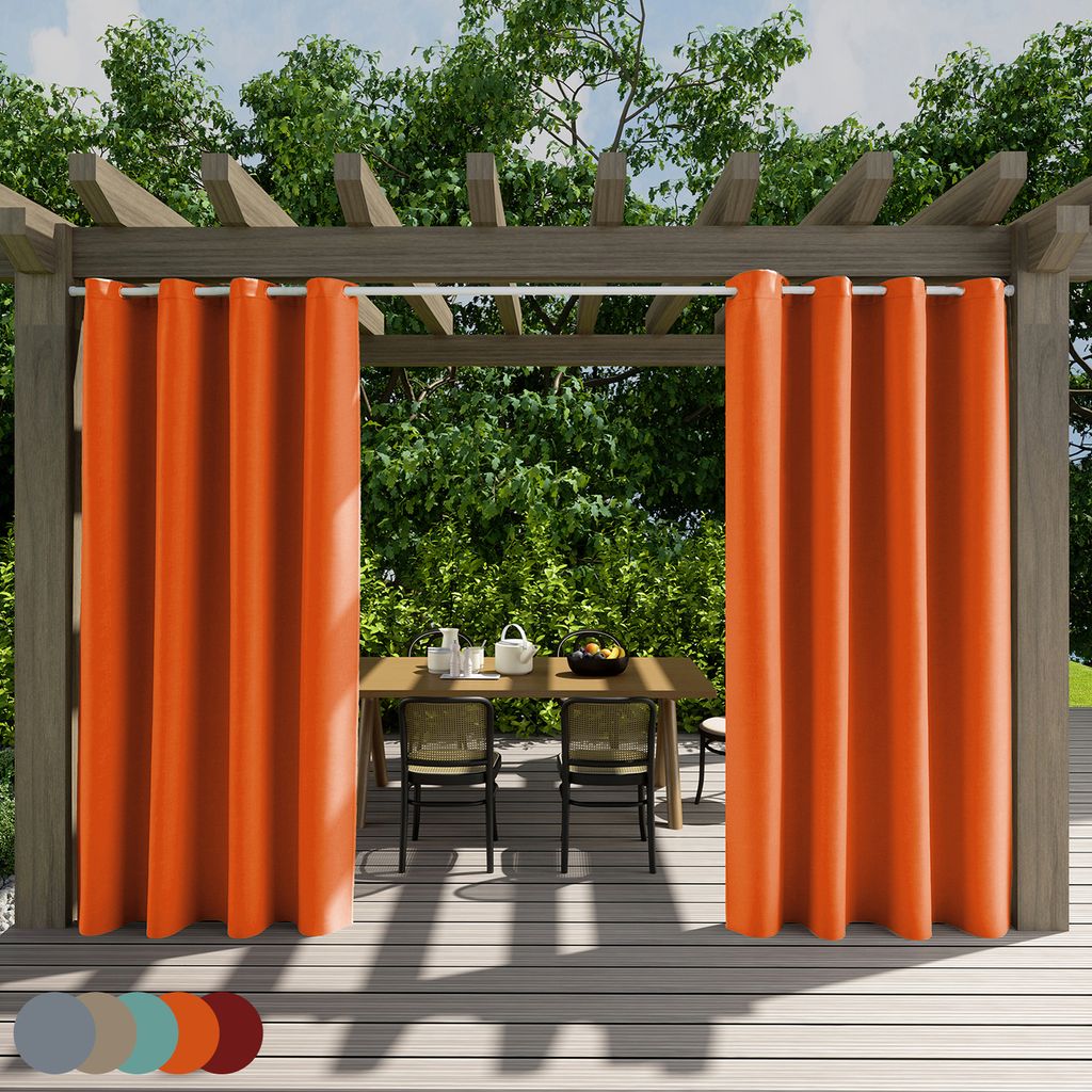 Outdoorvorhänge Wasserdicht,Oxford Vorhänge Blickdicht mit ösen,Vorhang Terrasse für Balkon Pavillon 1 Stück(Orange 132x213cm)