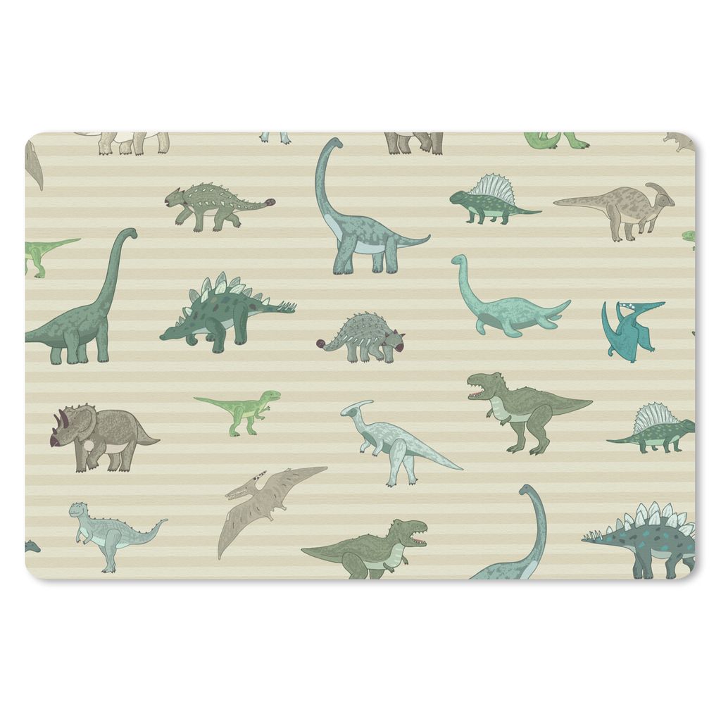 MuchoWow Schreibtischunterlage Dinosaurier - Braun - Grün - Jungen - Mädchen - Kinder 60x40 cm - XXL Mauspad - Großes Mauspad