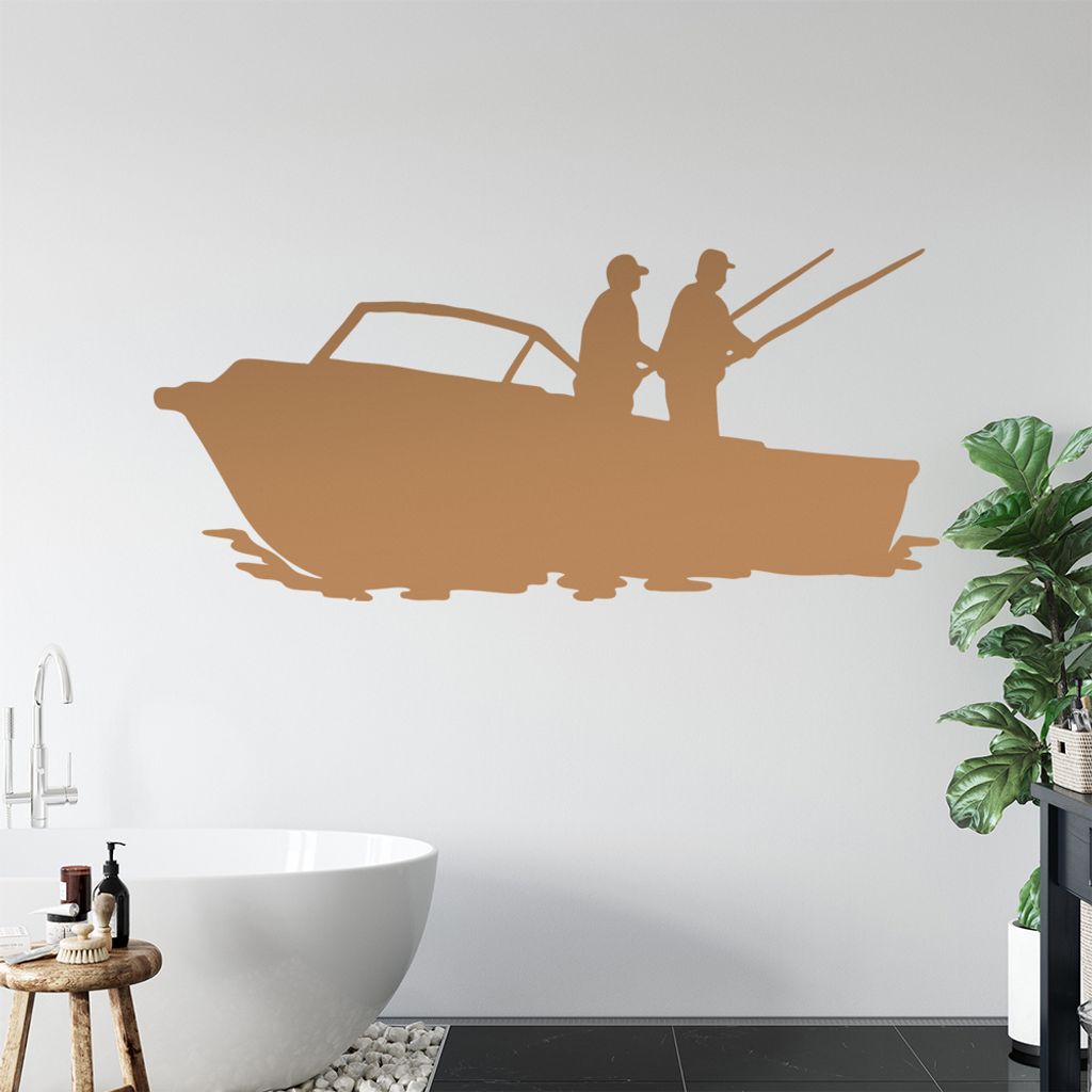 KIWISTAR Fischerboot - Finger Meer Angeln Fisch Wandtattoo in 6 Größen - Wandaufkleber Wall Sticker - Dekoration, Küche, Wohnzimmer, Schlafzimme...