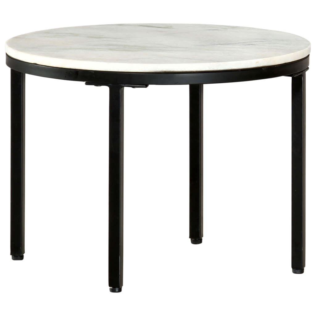 Möbel Couchtisch Weiß und Schwarz Ø50 cm Echter Marmor - Couchtische 286411