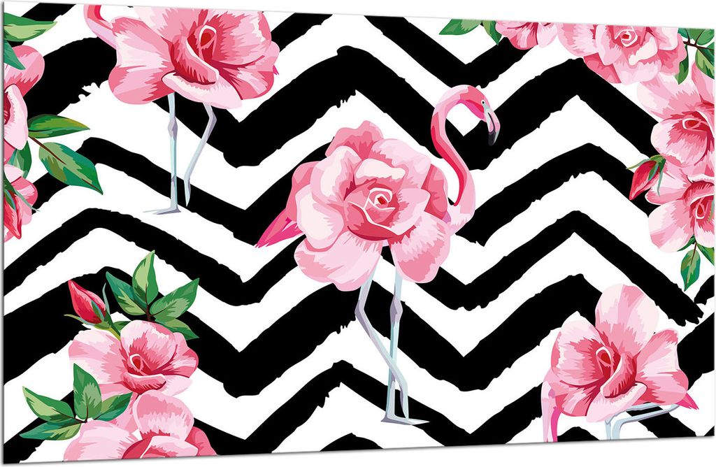 Herdabdeckplatte Glaskeramikkochfeld-Abdeckung Spritzschutz Glas 80x52 Flamingo