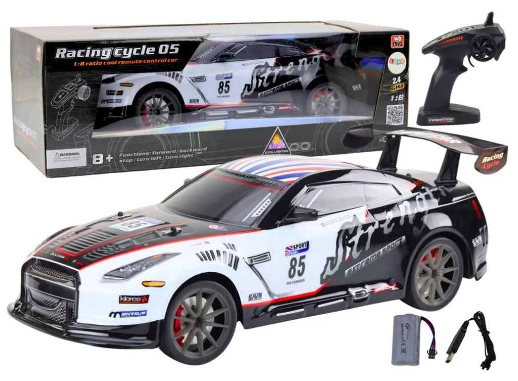 Voiture télécommandée de course grand format avec sons LED