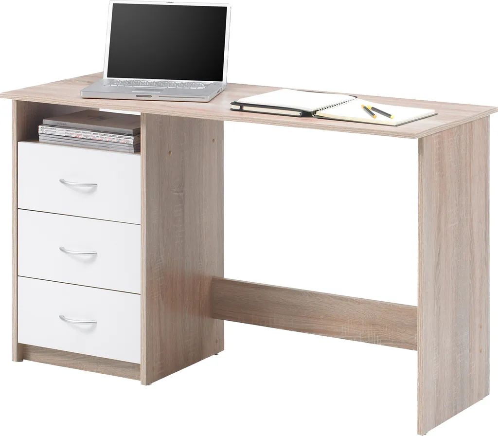 Grand Bureau Télétravail Mack Chêne Sonoma 123 cm pour Ordinateur