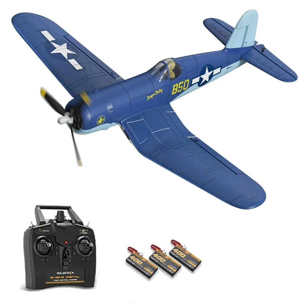 Avion télécommandé F4U Corsair 4 canaux avec gyroscope et 3 batteries